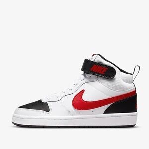 Kids youth Nike high top white red black dunks athletic sneakers 5Y